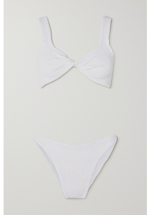 Hunza G - + Net Sustain Juno Twist-front Seersucker Bikini - White - One size