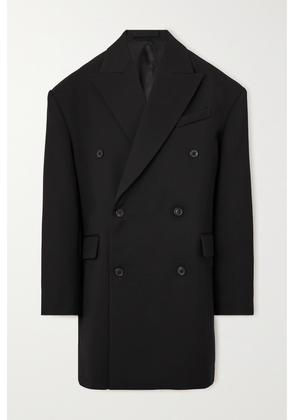 WARDROBE.NYC - Double-breasted Grain De Poudre Wool Coat - Black - x small,small,medium,large,x large