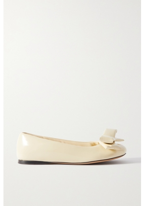Loewe - Puffy Bow-detailed Padded Glossed-leather Ballet Flats - Neutrals - IT36,IT37,IT38,IT39,IT40,IT41