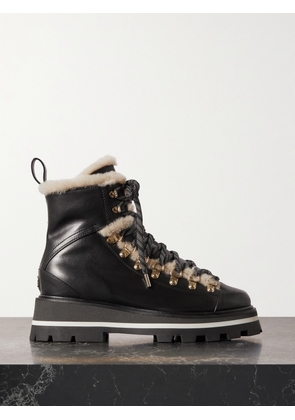 Jimmy Choo - Chike Shearling-trimmed Leather Combat Boots - Black - IT36,IT36.5,IT37,IT37.5,IT38,IT38.5,IT39,IT39.5,IT40,IT40.5,IT41,IT42,IT43
