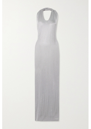 TOVE - Malaika Metallic Knitted Halterneck Maxi Dress - Silver - FR36,FR38,FR40,FR42