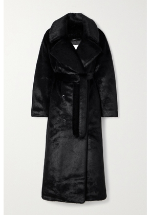 The Frankie Shop - Joni Belted Double-breasted Faux Fur Coat - Black - XS/S,M/L
