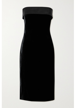 Ralph Lauren Collection - Cantrelle Strapless Silk-twill Trimmed Stretch-velvet Midi Dress - Black - US0,US2,US4,US6,US8,US10,US12,US14
