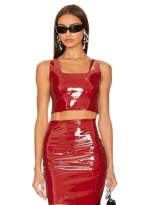 Commando Faux Patent Leather Crop Top in Red. Size S.