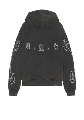 Askyurself AYS Marked Repaired Hoodie in Charcoal. Size XL/1X.