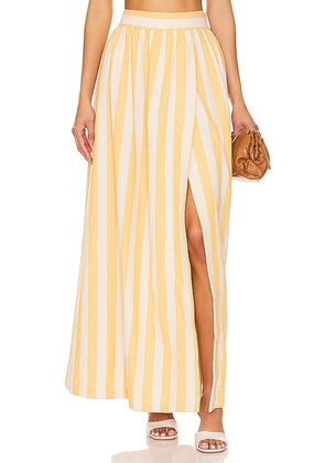 ADRIANA DEGREAS Riviera Maxi Skirt in Yellow. Size S.