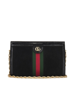 FWRD Renew Gucci Ophidia Leather Suede Shoulder Bag in Black.