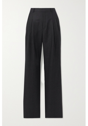 SAINT LAURENT - Pleated Pinstriped Wool And Cotton-blend Straight-leg Pants - Black - FR34,FR36,FR38,FR40,FR42