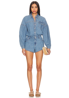 Free People Zodiac Chambray One Piece In Moon Blue in Blue. Size XL, XS.