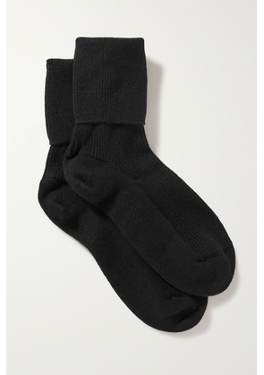 Johnstons of Elgin - Ribbed Cashmere-blend Socks - Black - One size