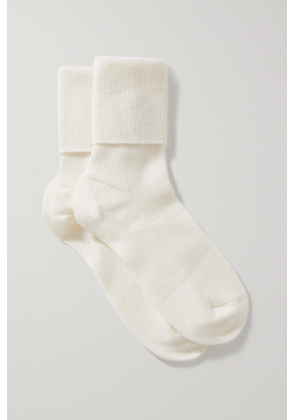 Johnstons of Elgin - Ribbed Cashmere-blend Socks - Cream - One size