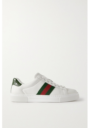 Gucci - Ace Webbing-trimmed Leather Sneakers - White - IT36,IT36.5,IT37,IT37.5,IT38,IT38.5,IT39,IT39.5,IT40,IT40.5,IT41