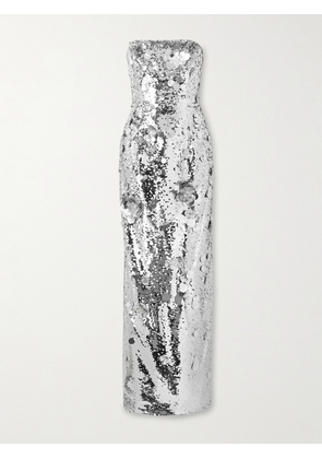 Carolina Herrera - Strapless Embellished Tulle Gown - Silver - US2,US4,US6