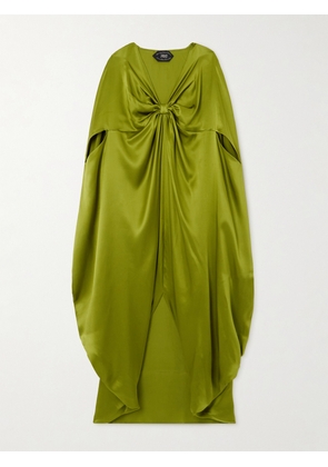 Taller Marmo - Azores Twist-front Silk-satin Kaftan - Green - One size