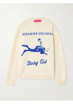 The Elder Statesman - Diving Club Intarsia Cashmere Sweater - Ivory - x small,small,medium,large