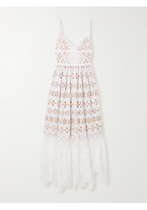 Elie Saab - Broderie Anglaise Cotton And Silk-blend Gown - White - FR34,FR36,FR38,FR40,FR42,FR44
