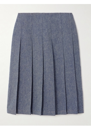 Emilia Wickstead - Beryl Pleated Denim Midi Skirt - Blue - UK 6,UK 8,UK 10,UK 12,UK 14,UK 16,UK 18