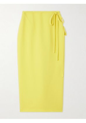Emilia Wickstead - Rieve Tie-detailed Crepe Midi Skirt - Yellow - UK 6,UK 8,UK 10,UK 12,UK 14,UK 16,UK 18