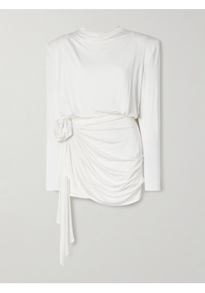 Magda Butrym - Appliquéd Cutout Draped Jersey Mini Dress - White - FR34,FR36,FR38,FR40