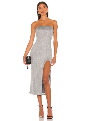 NBD Joli Strapless Midi Dress in Grey. Size S.