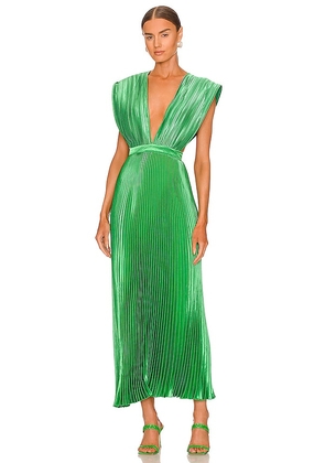 L'IDEE Gala Midi Dress in Green. Size 12/L, 6/XS, 8/S.