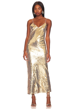 Ronny Kobo Shelly Dress in Metallic Gold. Size M, XS.