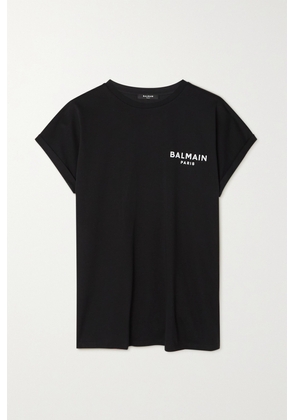 Balmain - Flocked Cotton-jersey T-shirt - Black - xx small,x small,small,medium,large,x large