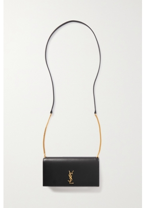 SAINT LAURENT - Cassandre Strap Leather Phone Case - Black - One size