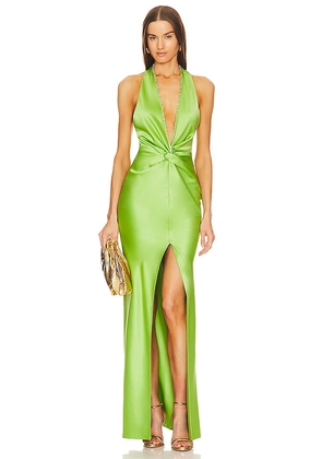 Khanums X Revolve Halter Gown With Slit in Green. Size S, XS.