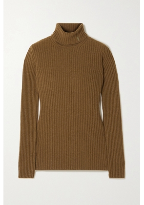 SAINT LAURENT - Ribbed Wool And Cashmere-blend Turtleneck Sweater - Brown - XS,S,M,L,XL