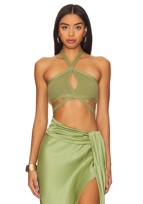Lapointe Wool Halter Top in Olive. Size S.