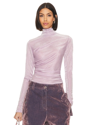 MSGM Glitter Turtleneck Top in Pink. Size 40/S.