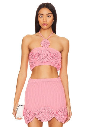 Lovers and Friends Ashby Crochet Top in Pink. Size L.