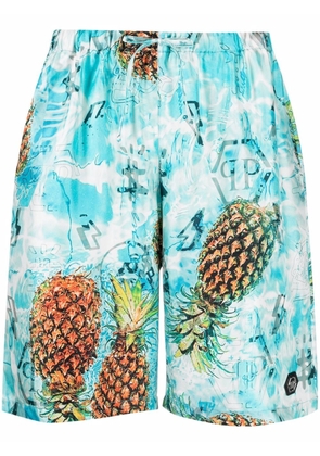 Philipp Plein pineapple print lounge shorts - Blue