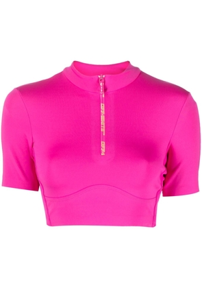 Off-White half-zip cropped training T-shirt - Pink