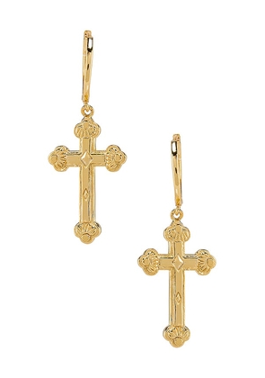 The M Jewelers NY Siena Cross Earrings in Metallic Gold.