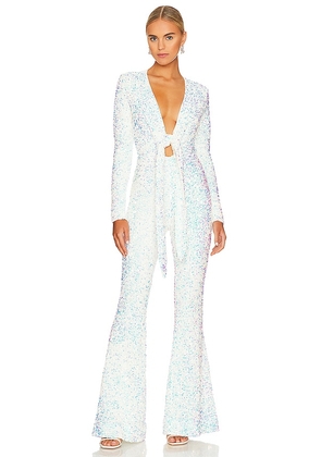 Show Me Your Mumu Martina Jumpsuit in White. Size S, XL, XS.