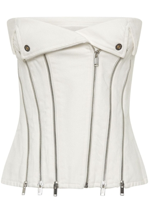 Dion Lee Biker denim corset top - White