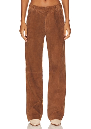 SPRWMN Leather Straight Leg Trousers in Cognac. Size M.