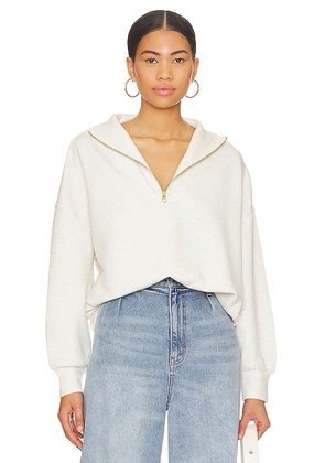 Varley Hawley Half Zip Sweatshirt in Ivory. Size M, XL, XS.