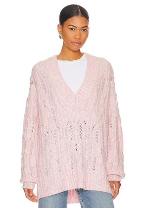 Tularosa Friso Oversized Cable V Neck in Pink. Size S.