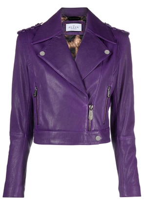 Philipp Plein cropped biker jacket - Purple