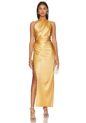 The Sei x REVOLVE Asymmetrical Draped Dress in Tan. Size 2, 4, 6.
