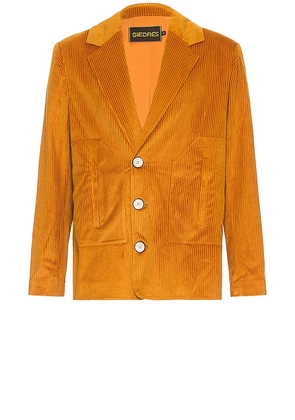 SIEDRES Corduroy Suit Jacket in Mustard. Size L, S.