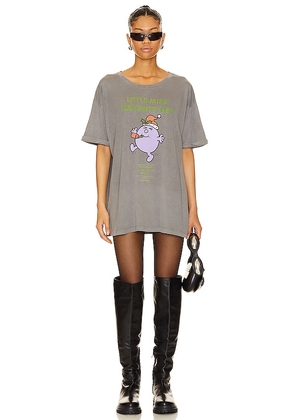 The Laundry Room Little Miss Naughty List Oversized Tee in Grey. Size XL.