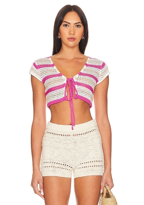 superdown Laurel Knit Top in Pink,Cream. Size M, S, XS.