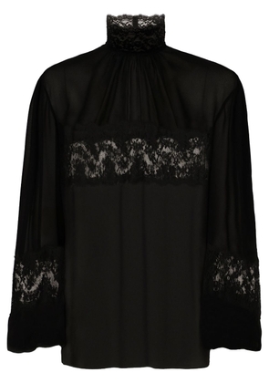 Dolce & Gabbana lace-embellished high-neck blouse - Black