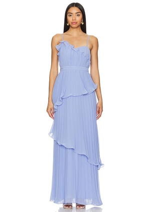 AMUR Cassy Pleated Gown in Baby Blue. Size 4, 6.
