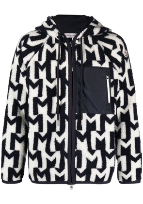 Moncler monogram zip-up hoodie - Blue