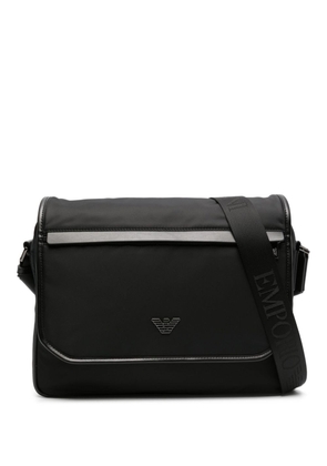 Emporio Armani logo-plaque shoulder bag - Black